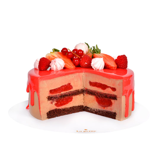 Tort Plaisir -ciocolată, vanilie și căpșuni